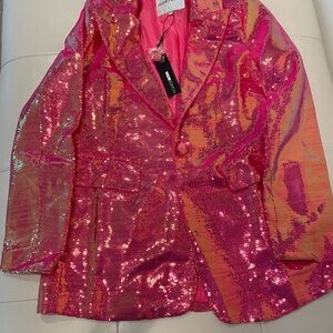 Women's Pink Sequin Blazer
